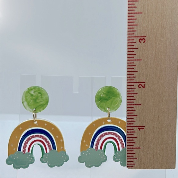 Acrylic Rainbow Dangle Earrings - Picture 3 of 3